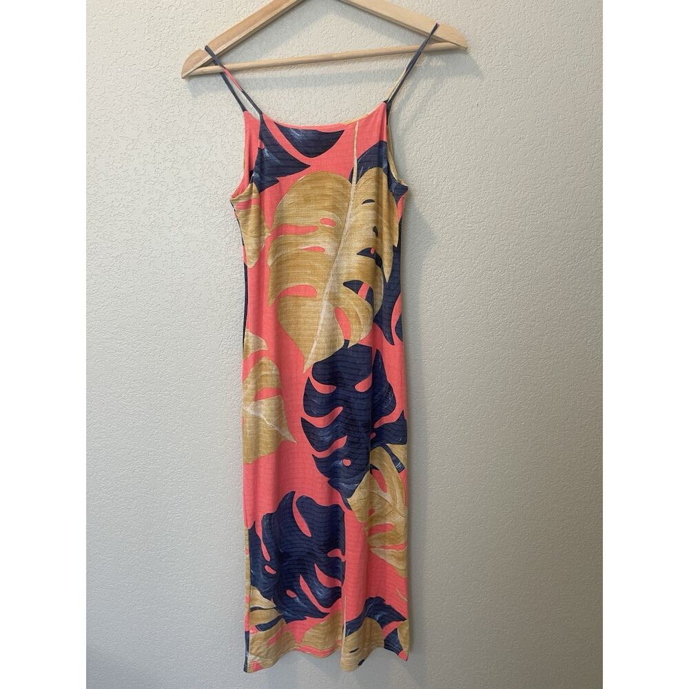 Farm Rio Cami Slip Dress Size Small Palm Tropical Hawaiian Midi Stretch